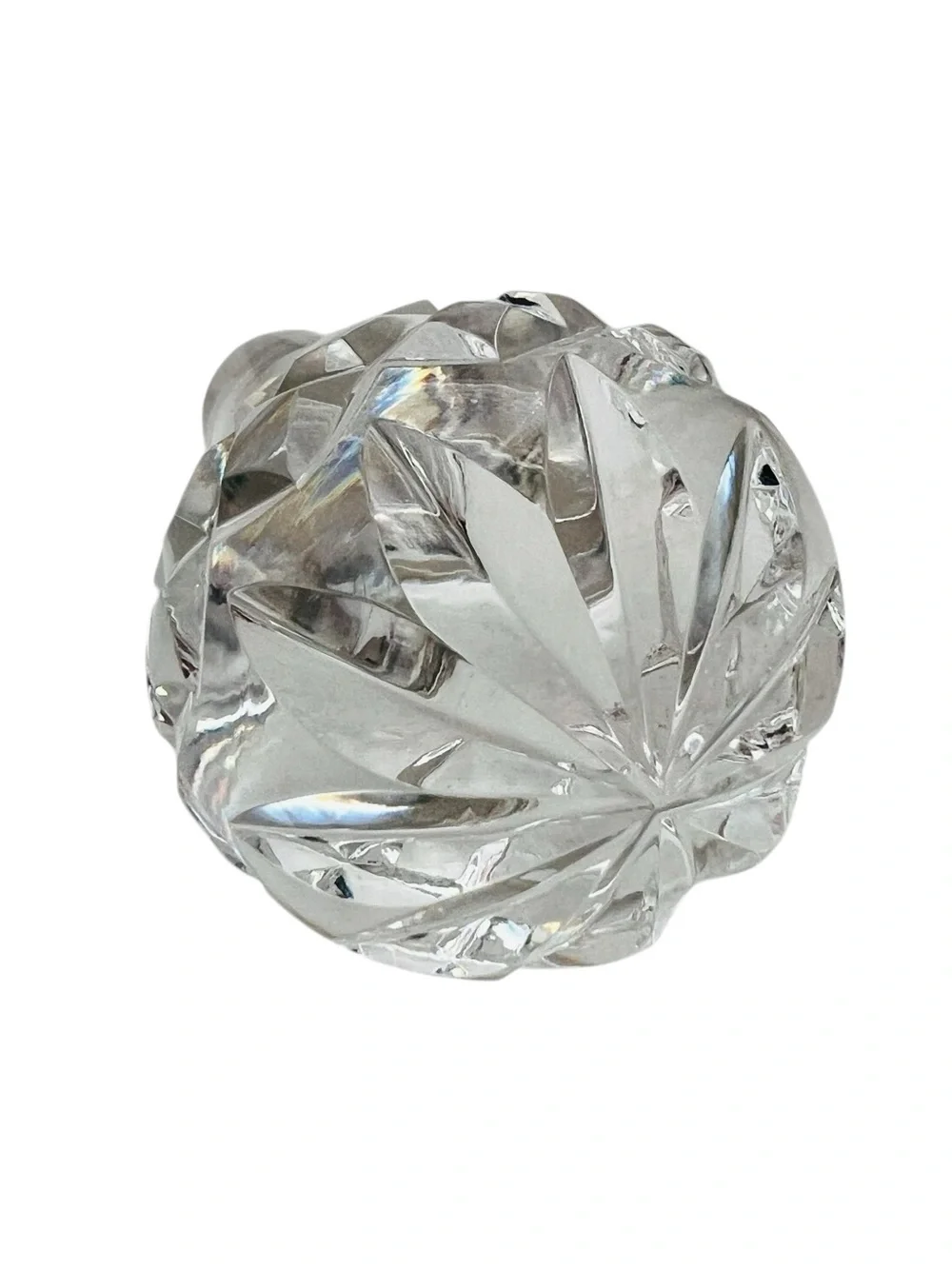 Vintage Crystal Clear Cut-Glass Bottle Stopper - Clear